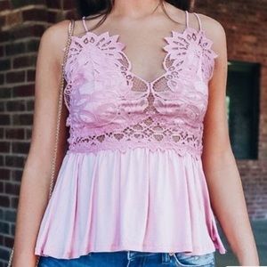 Peach Love Pink Lace Tank